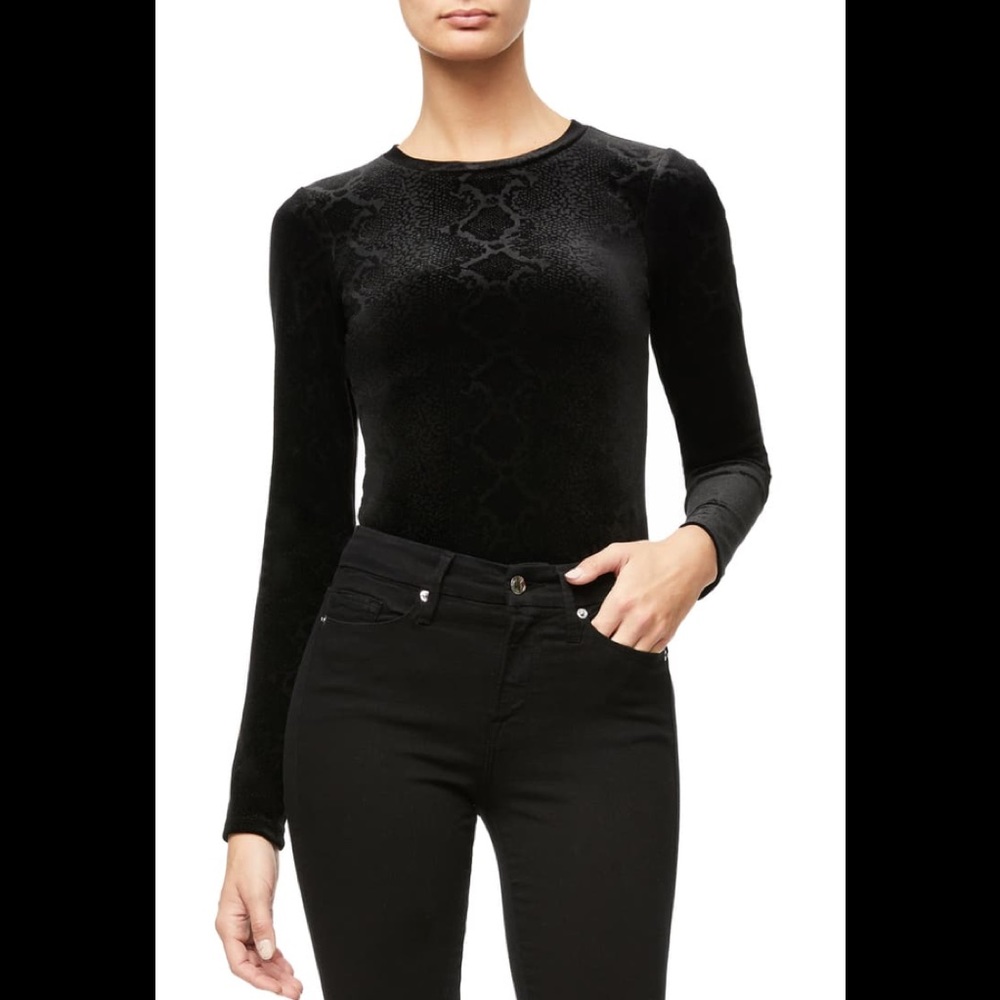 Good American Snakeskin Burnout Thong Bodysuit